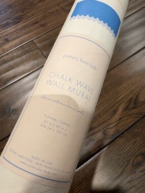 Pottery Barn Kids Blue and Cream Chalk Wave Wall Mural